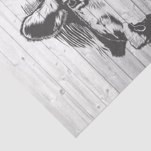 Koe Tekening Weathered Barn Wood-ontleding Tissuepapier (Detail)