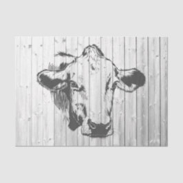 Koe Tekening Weathered Barn Wood-ontleding Tissuepapier