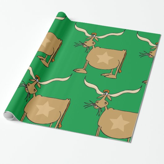 Koe Texas Longhorn Cadeaupapier (Uitgerold)