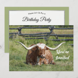 Koe Texas Longhorn Foto Birthday Kaart