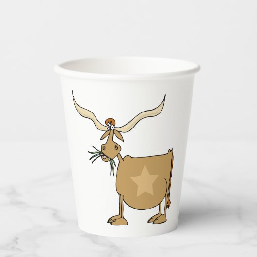 Koe Texas Longhorn Papieren Bekers (Voorkant)