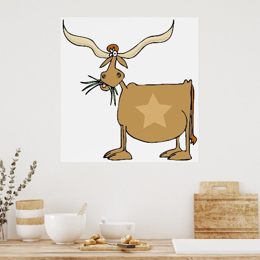 Koe Texas Longhorn Poster (Keuken)