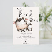 Koe thema baby shower bedankkaart (Staand voorkant)