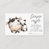 Koe thema baby shower luier loterij tickets informatiekaartje (Voorkant)
