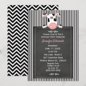 Koe Thema Chalkboard Kinderen Aanwezige uitnodigin Kaart (Voorkant / Achterkant)