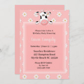 Koe Thema Kinderen Verjaardagsuitnodiging Kaart (Voorkant / Achterkant)