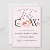 koe thema meisje birthday uitnodiging (Voorkant)