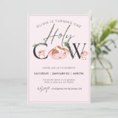 koe thema meisje birthday uitnodiging (Staand voorkant)