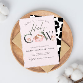 koe thema meisje birthday uitnodiging