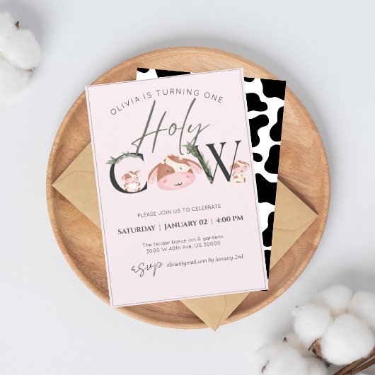 koe thema meisje birthday uitnodiging