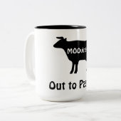 Koe thema pensionering uit paastijd tweekleurige koffiemok (Voorkant links)