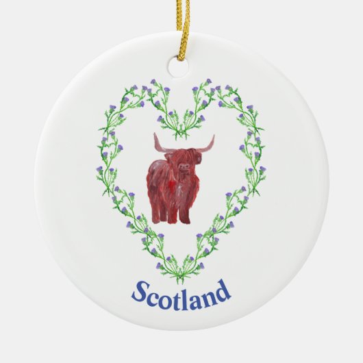 koe thistle hart hoog land schotland keramisch ornament (Voorkant)
