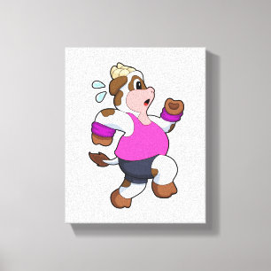 Koe tijdens uitvoering canvas afdruk