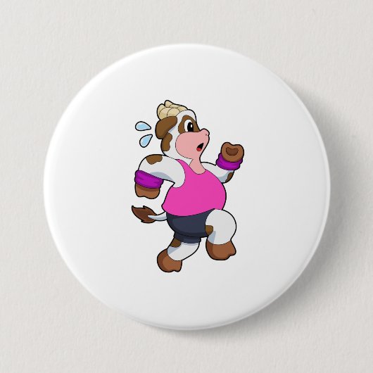 Koe tijdens uitvoering ronde button 7,6 cm (Voorkant)