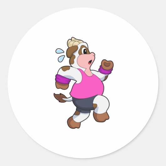 Koe tijdens uitvoering ronde sticker (Voorkant)