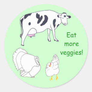 Koe Turkije Kip Eet meer Groenten stickers