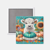 Koe tussen pompoenen en zonnebloemen magneet (Voorkant / Achterkant)