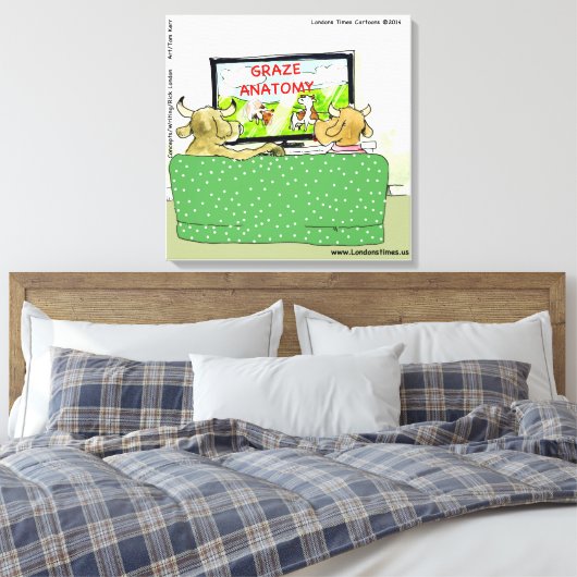 Koe TV Funny Cartoon Canvas Print (Insitu (Slaapkamer))
