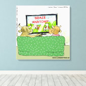 Koe TV Grappige Cartoon Canvas Print (Insitu (Houten vloer))