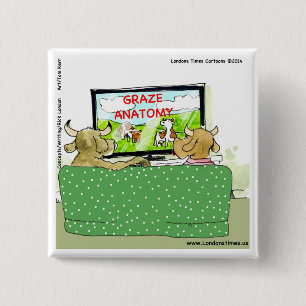Koe TV Shows Grappige Tekenfilm Vierkante Button 5,1 Cm