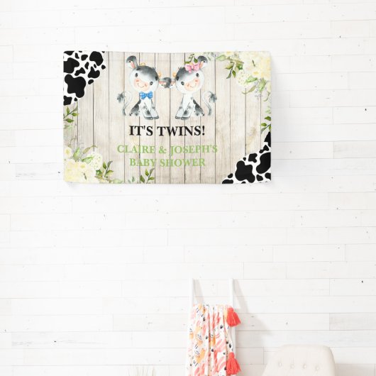 Koe tweeling baby shower / gender onthullen achter spandoek (Insitu)