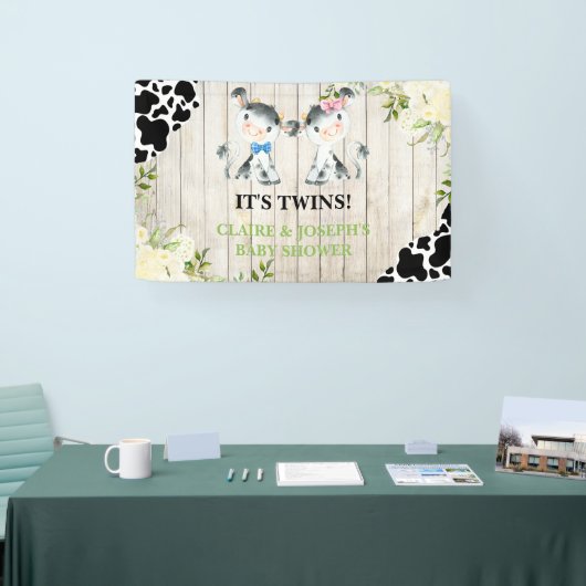 Koe tweeling baby shower / gender onthullen achter spandoek (Beurs)