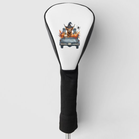 Koe uit de Hooglanden Halloween Herfst Golfheadcover (Voorkant)