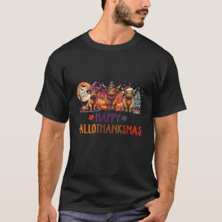 Koe uit de Hooglanden Halloween Kerstmis Thanksgiv T-shirt