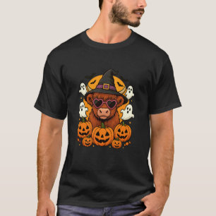 Koe uit de Hooglanden Halloween Pompoen Grappig Gr T-shirt