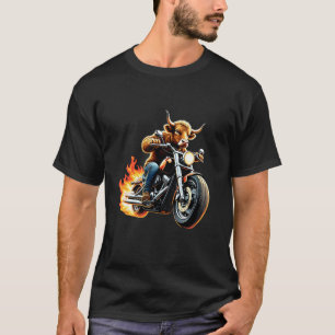 Koe uit de Hooglanden op een motorfiets ontwerp Fu T-shirt