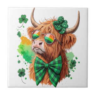 Koe uit de Hooglanden St Patrick’s Png, Gelukskoeb Tegeltje