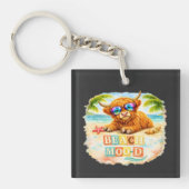 Koe uit de Hooglanden strandstemming Sleutelhanger (voorkant)