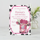 Koe Uitnodiging, Koe Birthday Party Kaart (Staand voorkant)