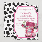 Koe Uitnodiging, Koe Birthday Party Kaart (Voorkant / Achterkant)