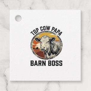 Koe Vader T-shirt Vintage Gegraveerd Boerderij Vad Bedankjes Labels