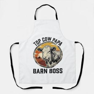Koe Vader T-shirt Vintage Gegraveerd Boerderij Vad Schort