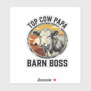 Koe Vader T-shirt Vintage Gegraveerd Boerderij Vad Sticker