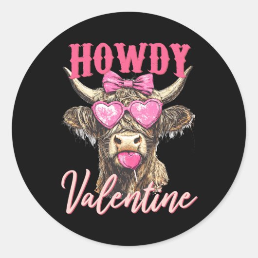 Koe Valentijn Coquette Ronde Sticker (Voorkant)