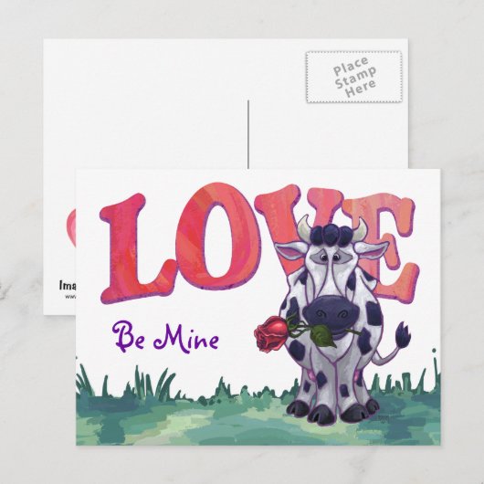 Koe Valentijnsdag Feestdagenkaart (Voorkant / Achterkant)