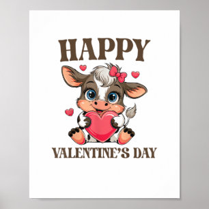 Koe Valentijnsdag Hart Geschenken t-shirt Grappige Poster