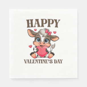 Koe Valentijnsdag Hart Geschenken t-shirt Grappige Servet