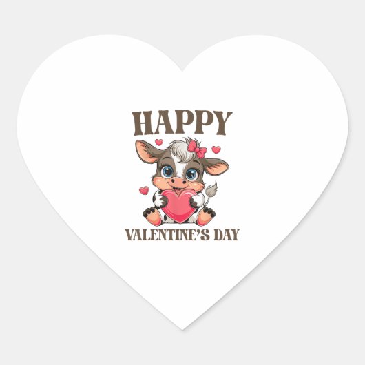 Koe Valentijnsdag Hart Geschenken t-shirt Grappige Sticker (Voorkant)