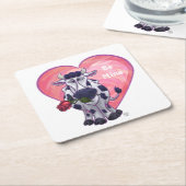Koe Valentijnsdag Kartonnen Onderzetters (Schuin)