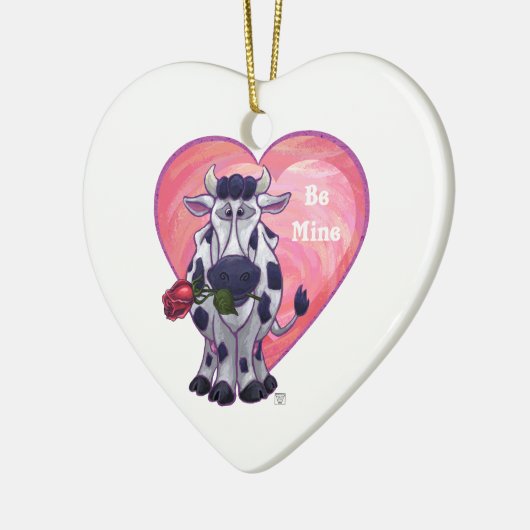 Koe Valentijnsdag Keramisch Ornament (Links)