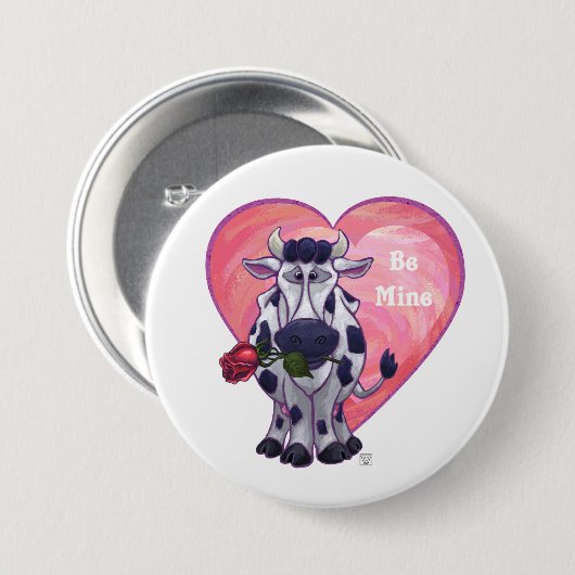 Koe Valentijnsdag Ronde Button 7,6 Cm (Voorkant /achterkant)