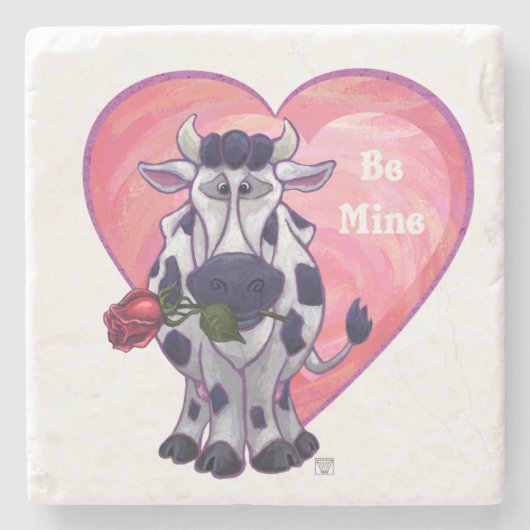 Koe Valentijnsdag Stenen Onderzetter (Voorkant)