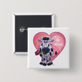 Koe Valentijnsdag Vierkante Button 5,1 Cm (Voorkant /achterkant)