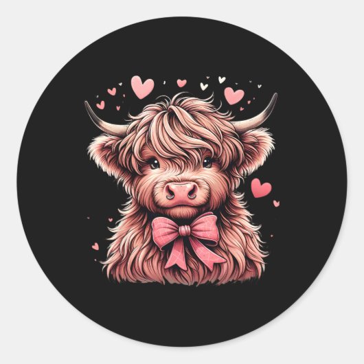 Koe valentijnsharten ronde sticker (Voorkant)