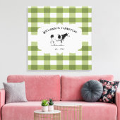 Koe van Boerderij met groene buffalo-spelden Canvas Afdruk (Insitu (Woonkamer))