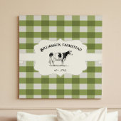 Koe van Boerderij met groene buffalo-spelden Canvas Afdruk